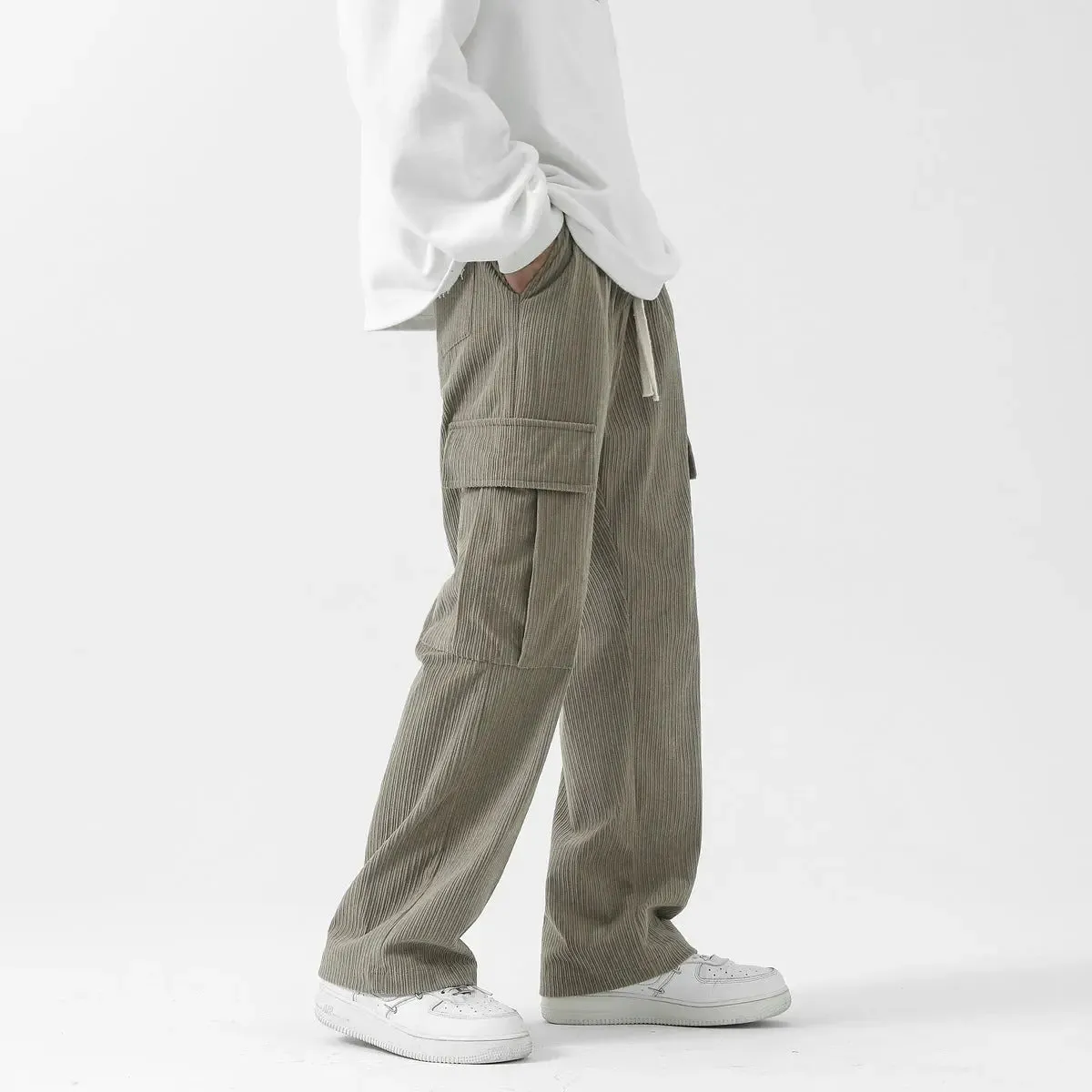 Loose Corduroy Cargo Pants