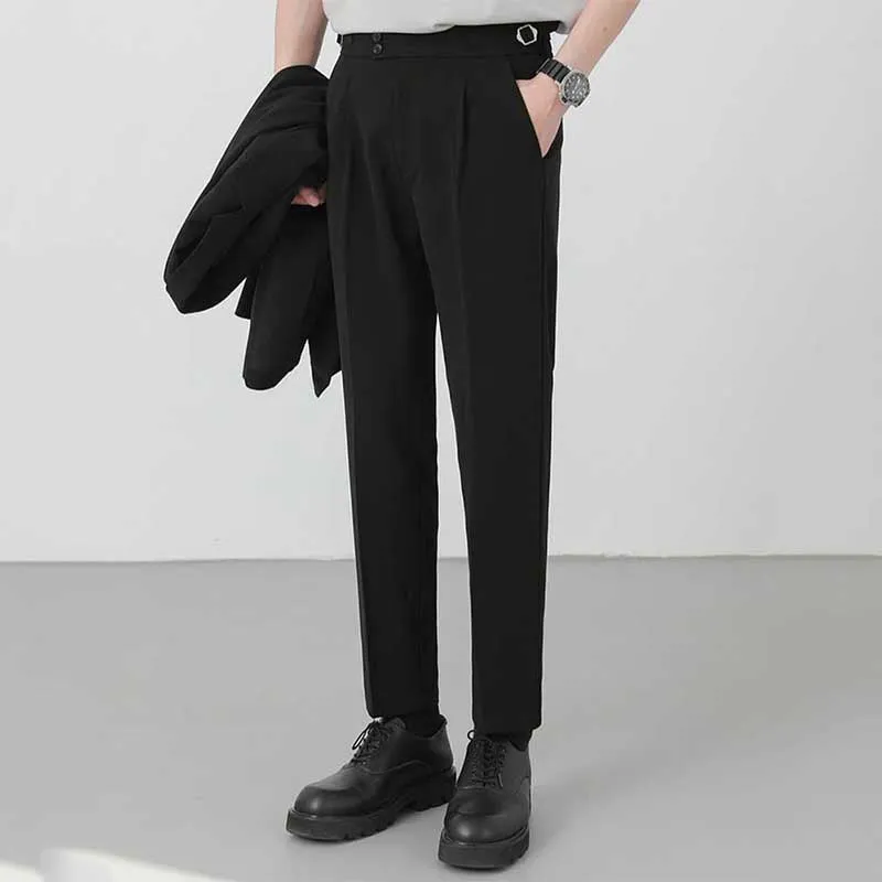 Men's British Business Casual Slim Drape Straight Trousers