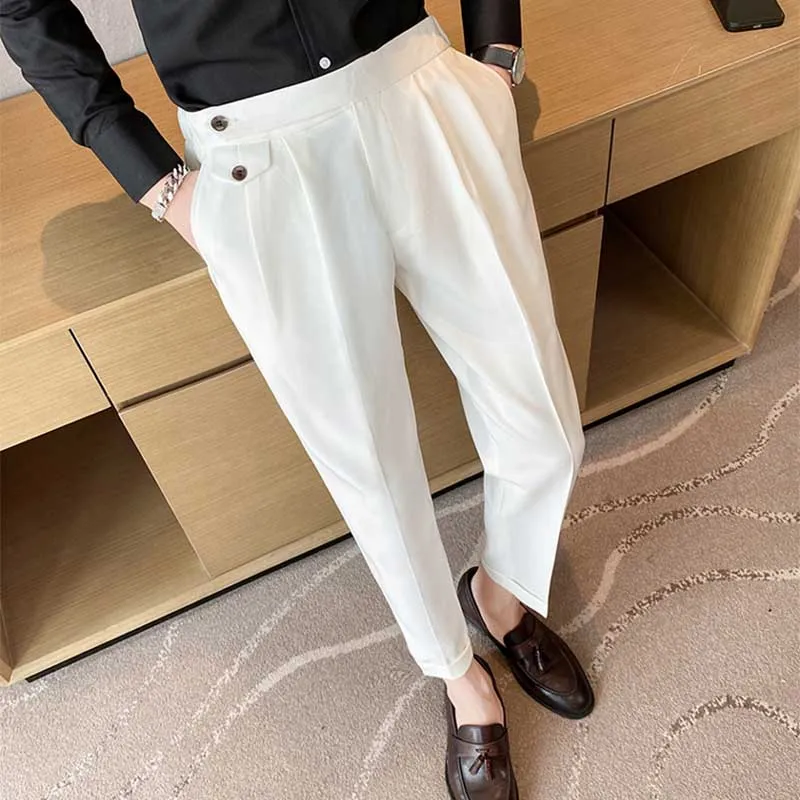 Men's Business Casual Drape Solid Color Suit Pants