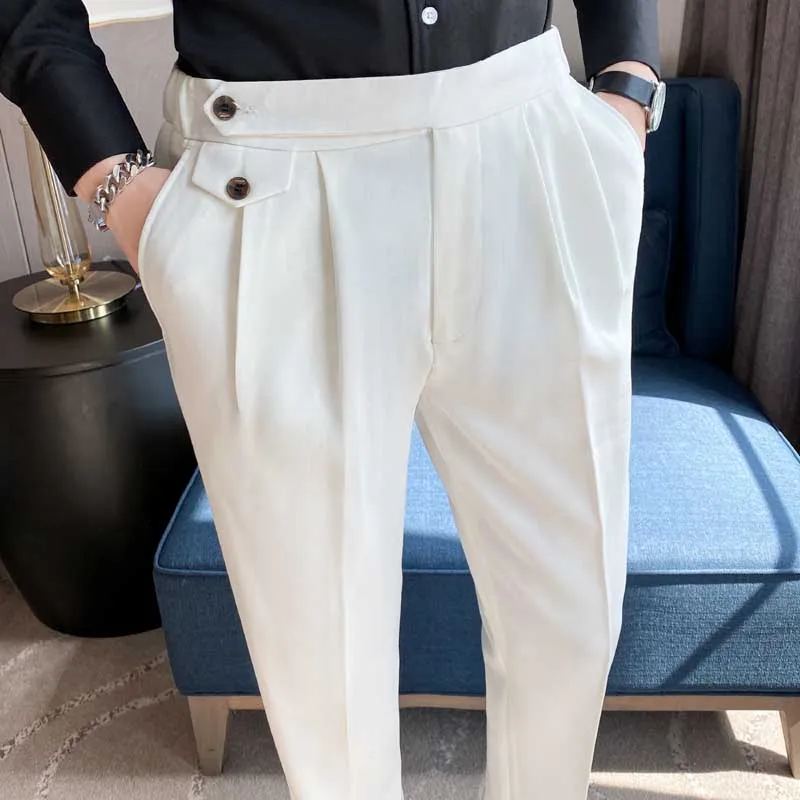 Men's Business Casual Drape Solid Color Suit Pants