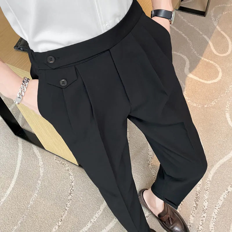 Men's Business Casual Drape Solid Color Suit Pants