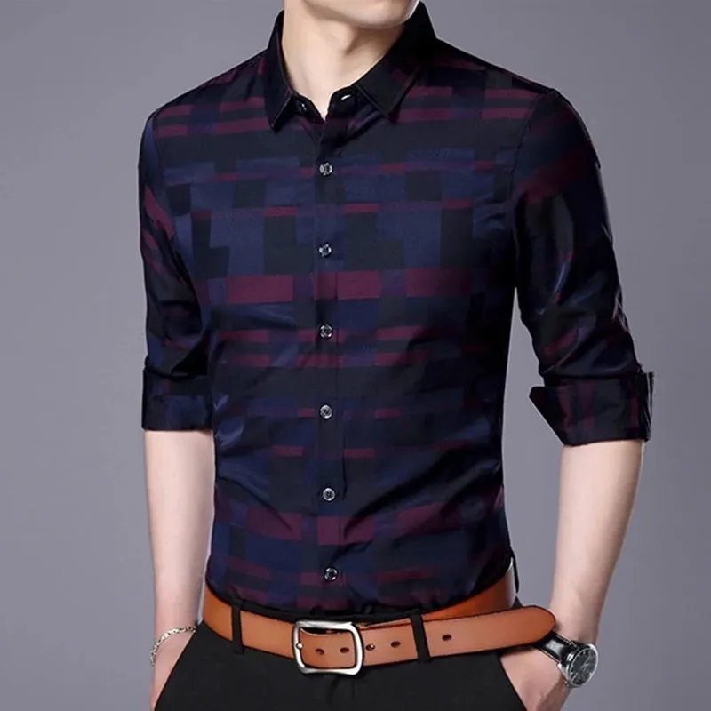 Men's Casual Business Long Sleeve Shirt Formal Office Men Tshirt