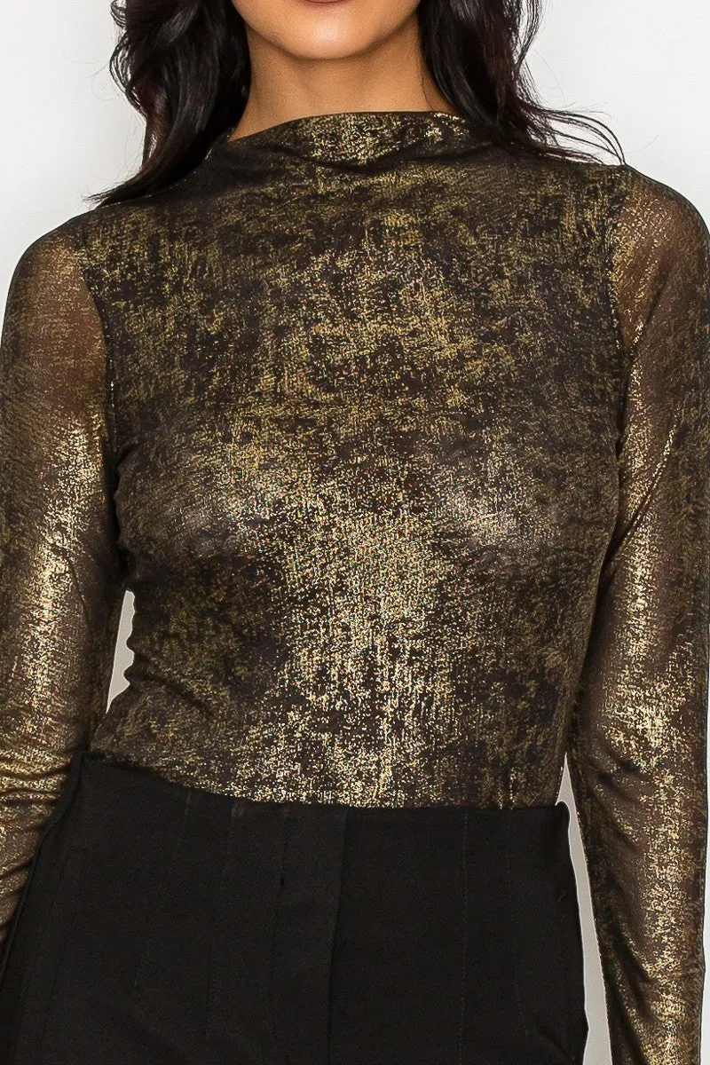 Mesh Gold Shimmer Bodysuit