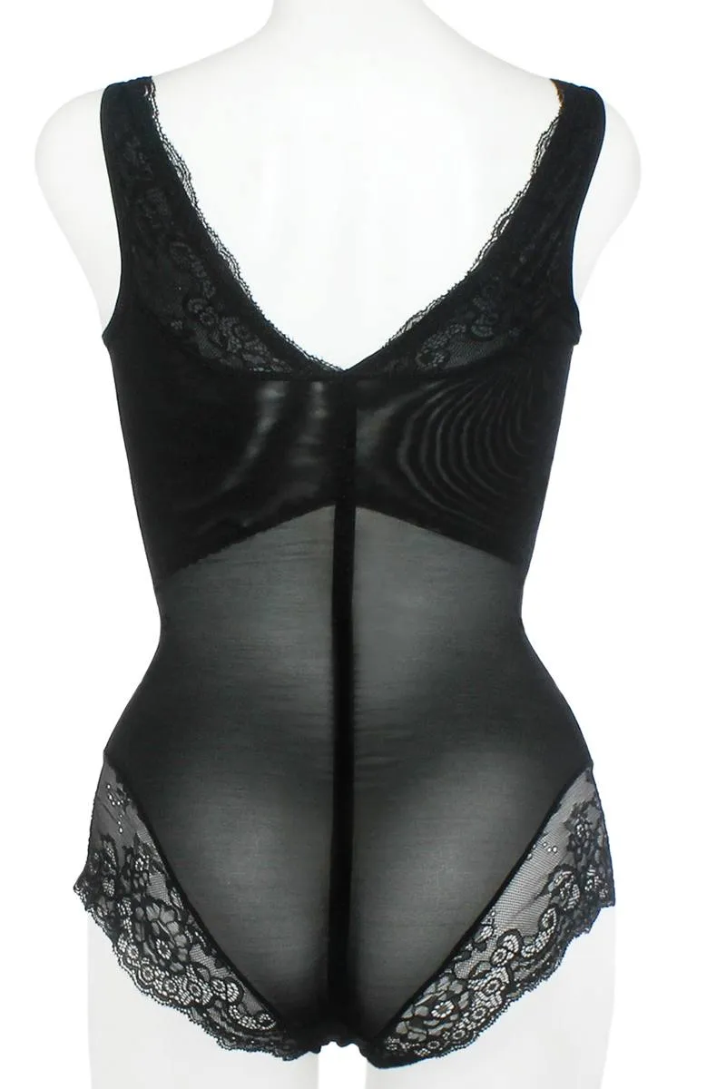 Mesh With Floral Lace Shapewear Bodysuit