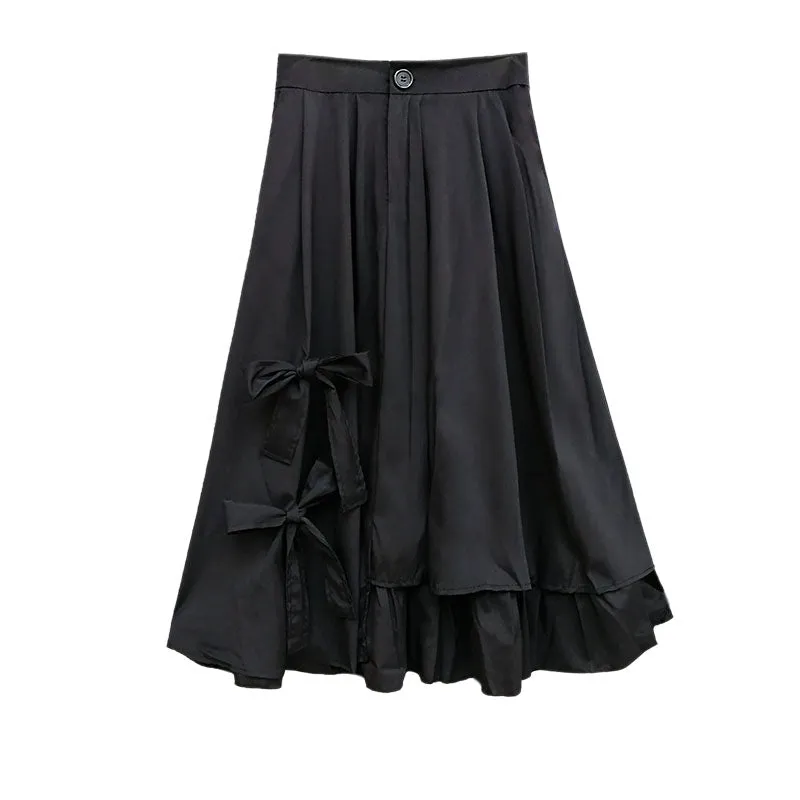 Mourning word coquettish dark gothic kawaii irregular swing layered A-line skirt for girl