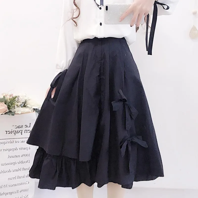 Mourning word coquettish dark gothic kawaii irregular swing layered A-line skirt for girl