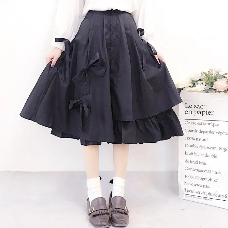 Mourning word coquettish dark gothic kawaii irregular swing layered A-line skirt for girl