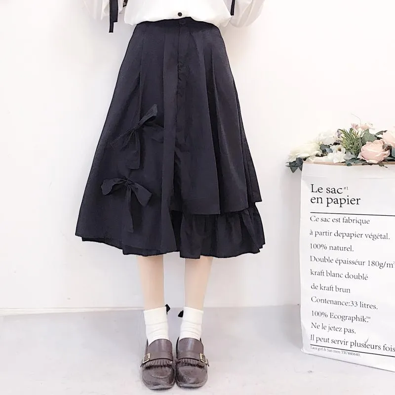 Mourning word coquettish dark gothic kawaii irregular swing layered A-line skirt for girl