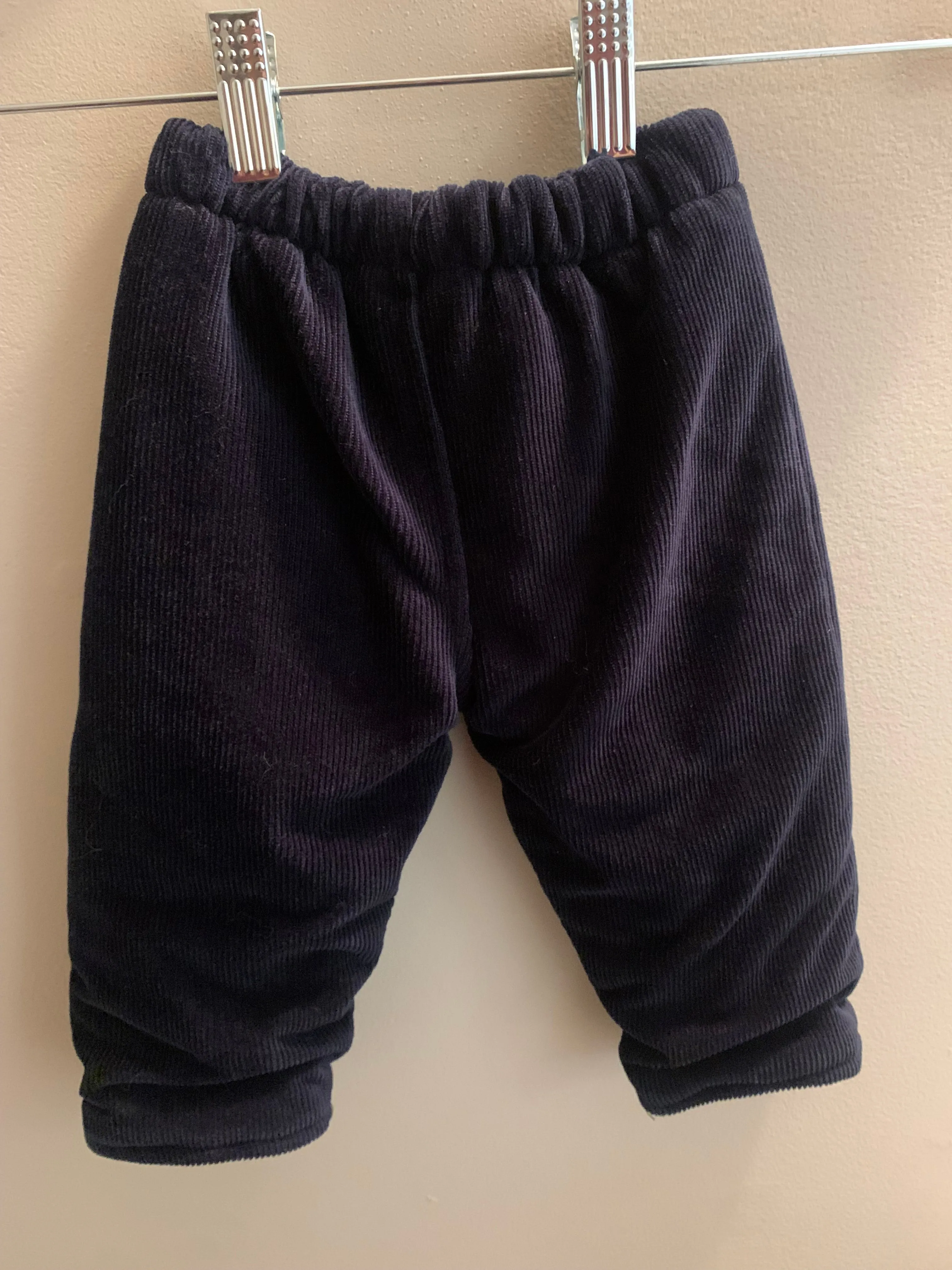 Navy Blue Baby Corduroy Pants with Heart Lining