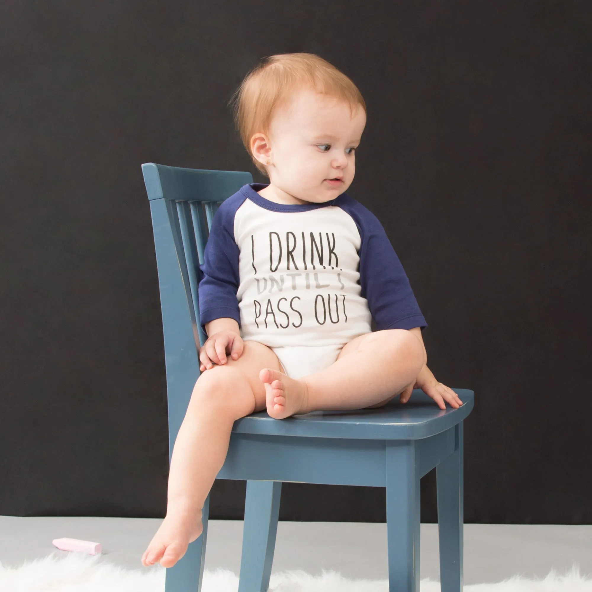 Pass out 3/4 Length Navy Sleeve Onesie