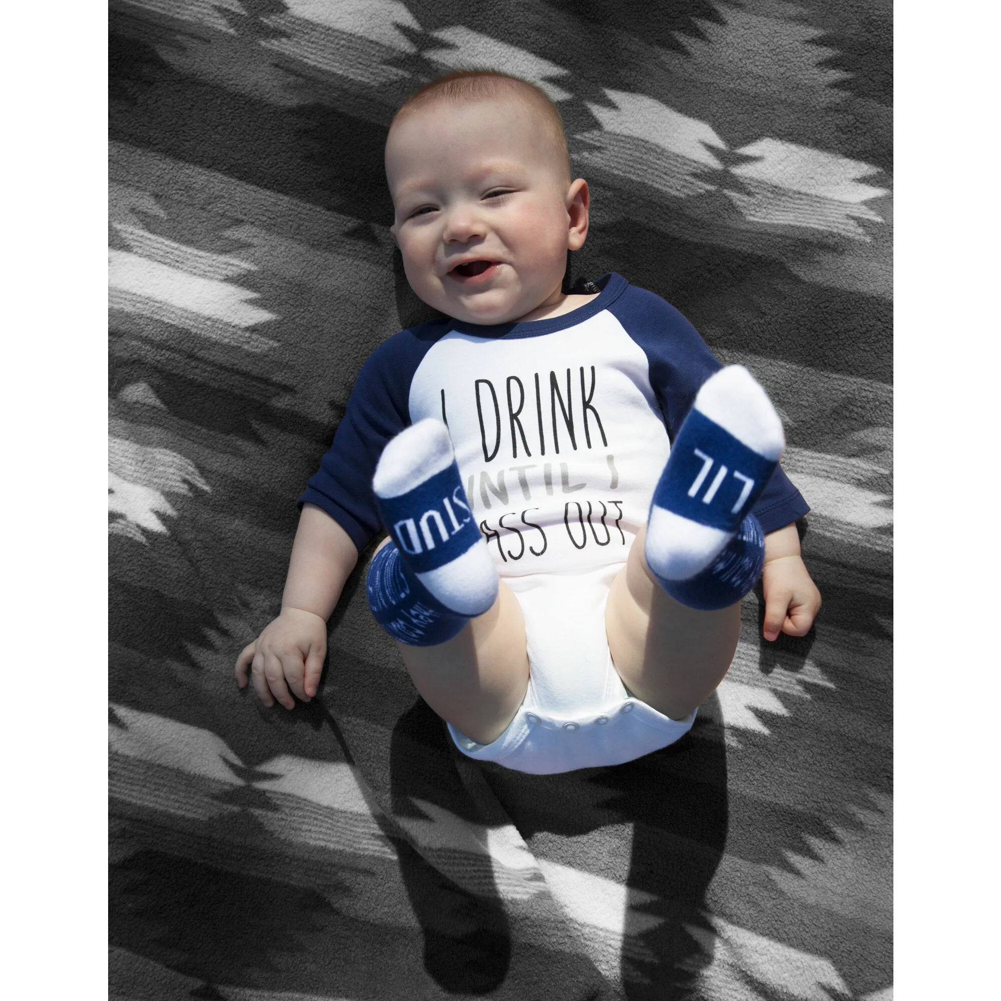 Pass out 3/4 Length Navy Sleeve Onesie