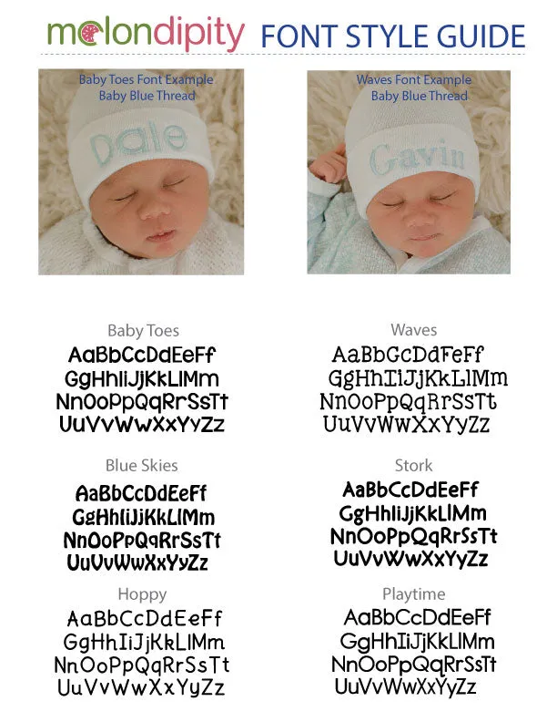 Personalized White Hospital Beanie Hat and Bow Tie Bodysuit Set - Take Me Home Outfit For Baby Boys - Blue & White