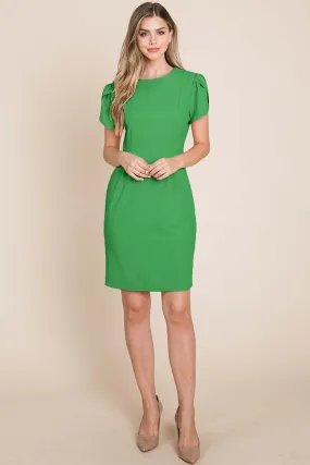 Puff Sleeve Short Bodycon Dress with Hidden Zipper