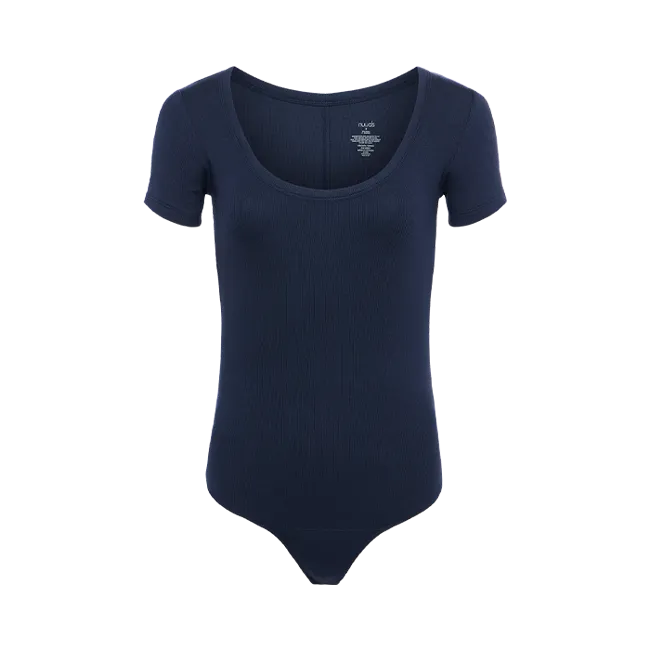 Slinky Rib Short Sleeve Bodysuit | Navy