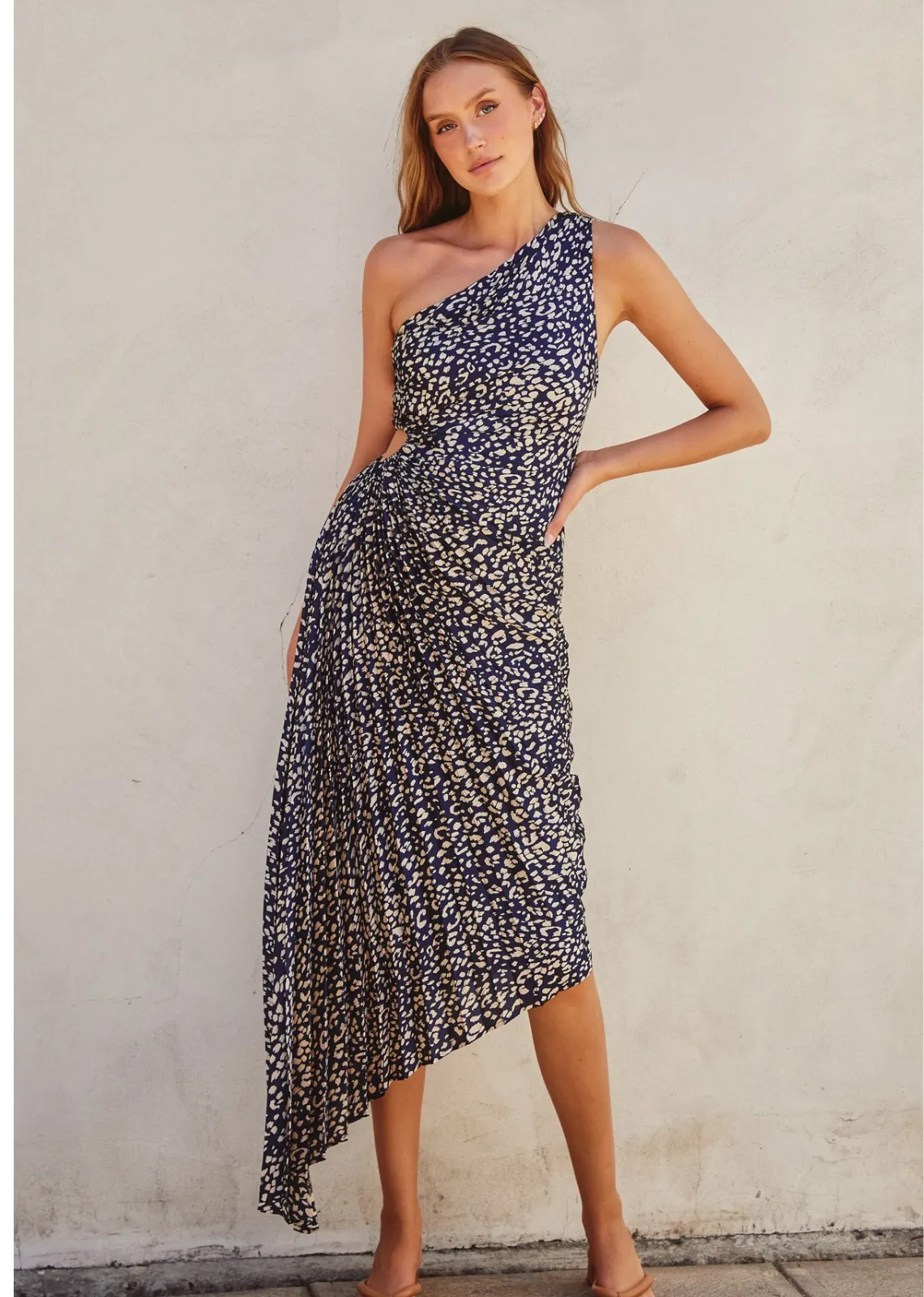 So Wild Asymmetrical Pleated Maxi Dress