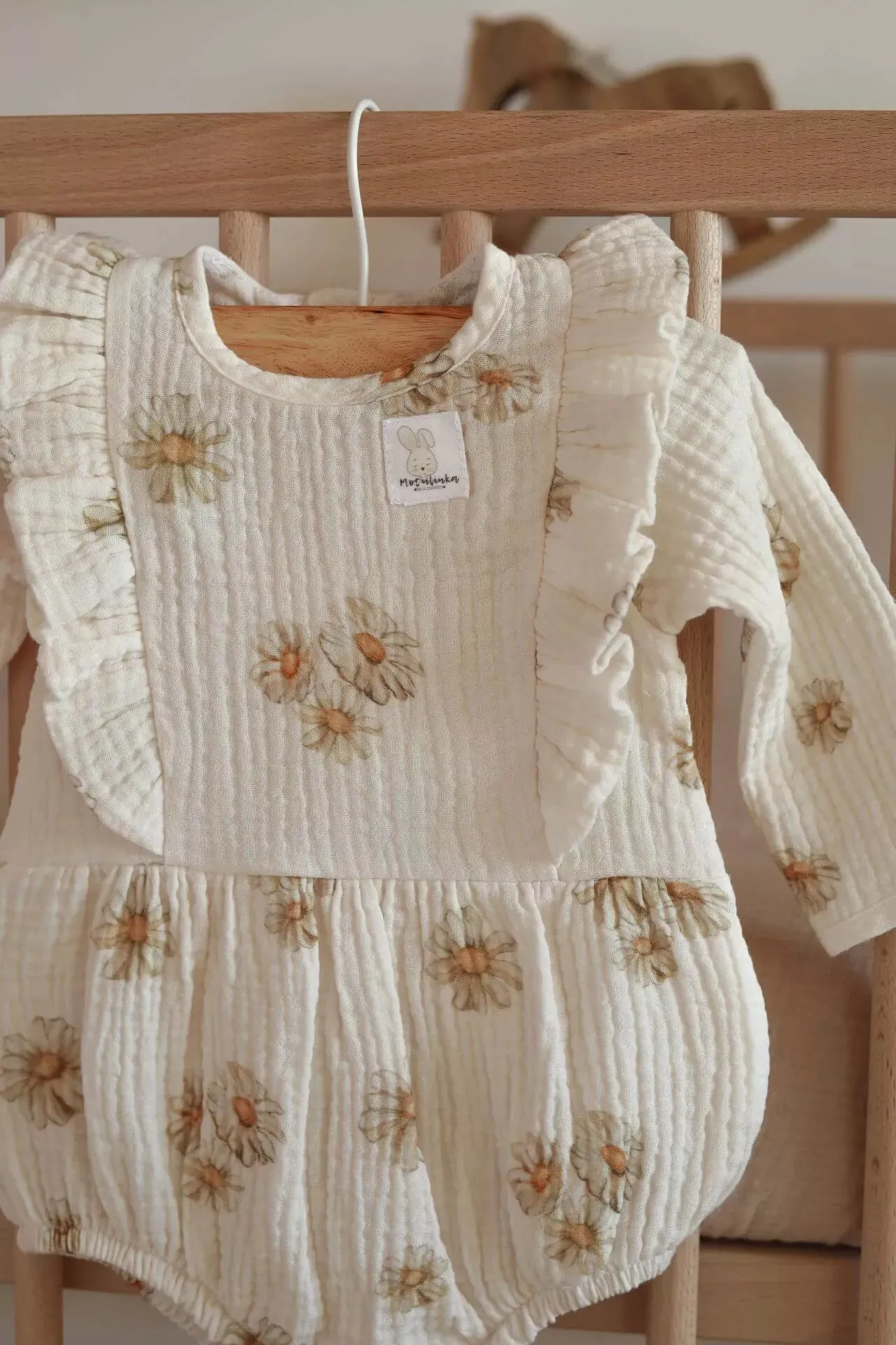 Soft Cotton Muslin Bodysuit - Daisies