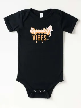 Spooky Vibes Colorful Short Sleeve Bodysuit, Black