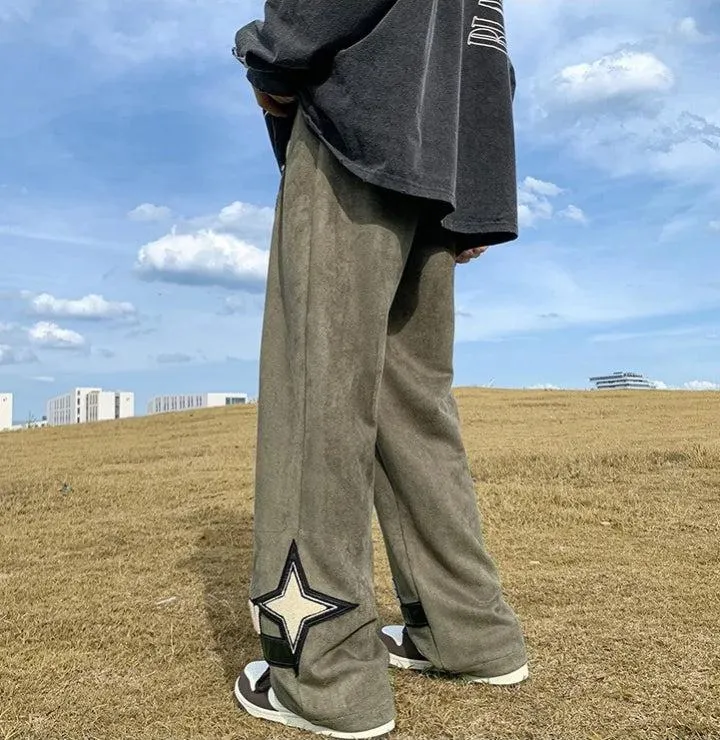 Star Patchwork Wide Leg Sweatpants