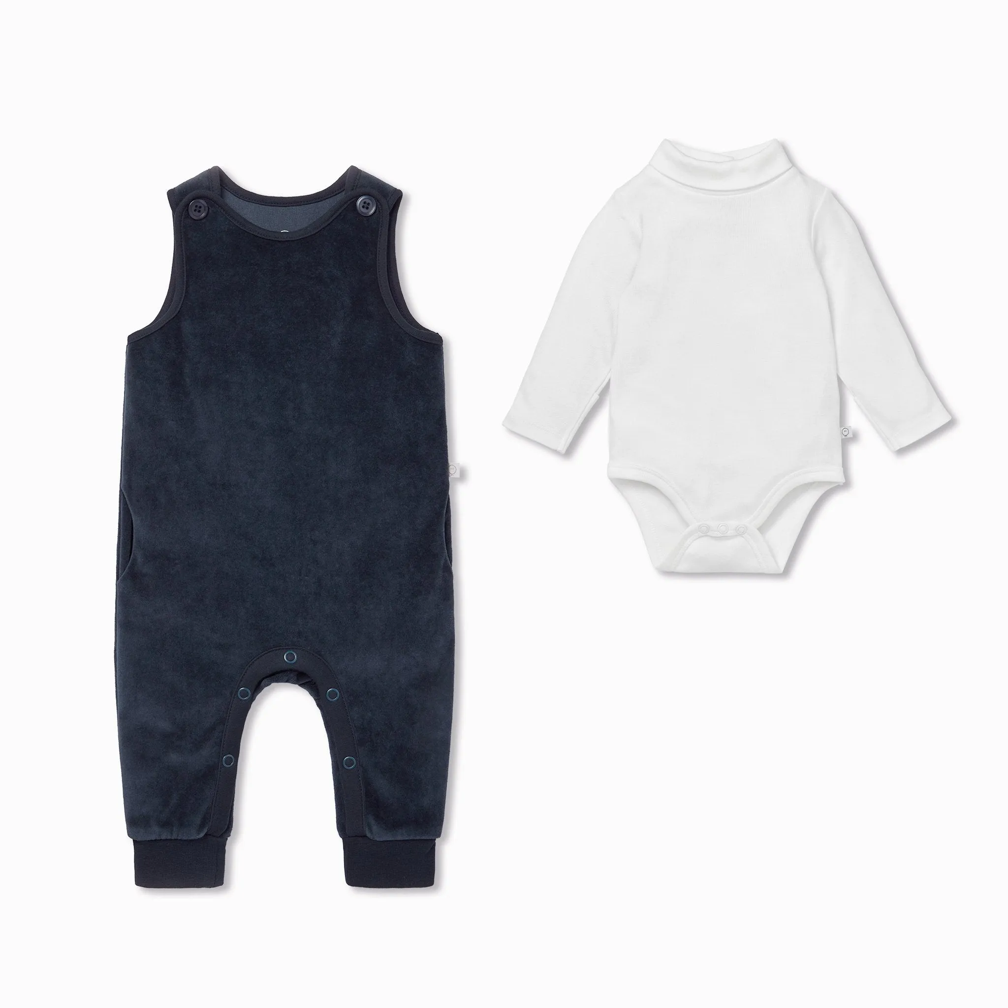 Velour Dungarees & Roll Neck Bodysuit Outfit