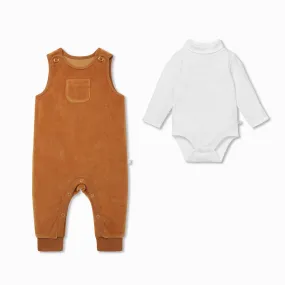 Velour Dungarees & Roll Neck Bodysuit Outfit