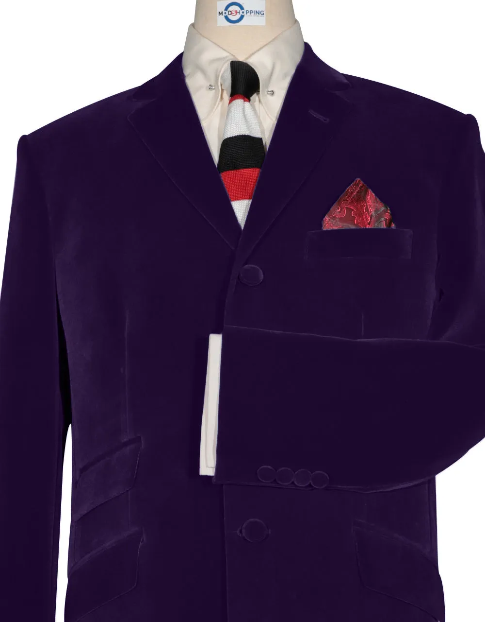 Velvet Jacket - 60s Mod Vintage Style Purple Jacket